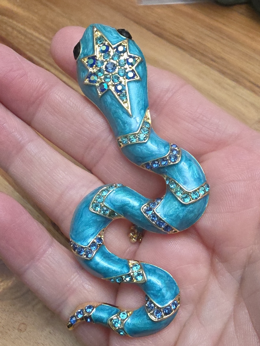 A108- Turquoise Crystal Snake Brooch/ Pendant Combo